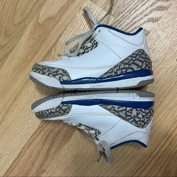 Jordan Retro 3 BT Toddler Shoes Sz 9 Sneakers Kids White Blue True Nike