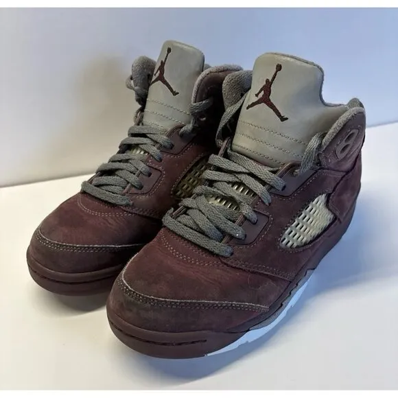 Jordan Retro 5 (size 3Y) Maroon Red and Gray