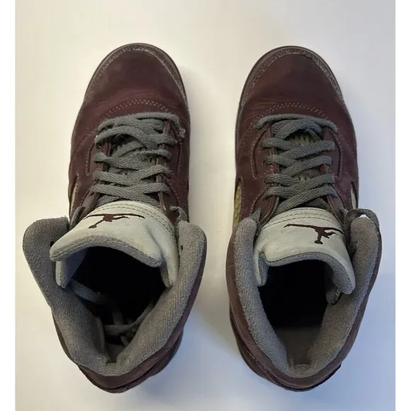 Jordan Retro 5 (size 3Y) Maroon Red and Gray