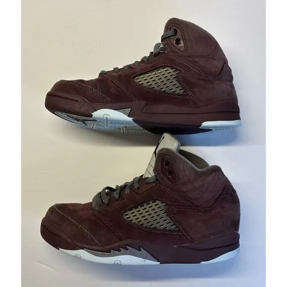 Jordan Retro 5 (size 3Y) Maroon Red and Gray