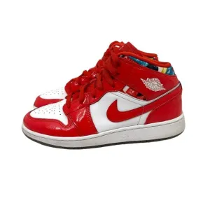 Jordan Shoes Nike Air Jordan 1 Mid Red Patent Leather Sneakers Size Youth 5.5
