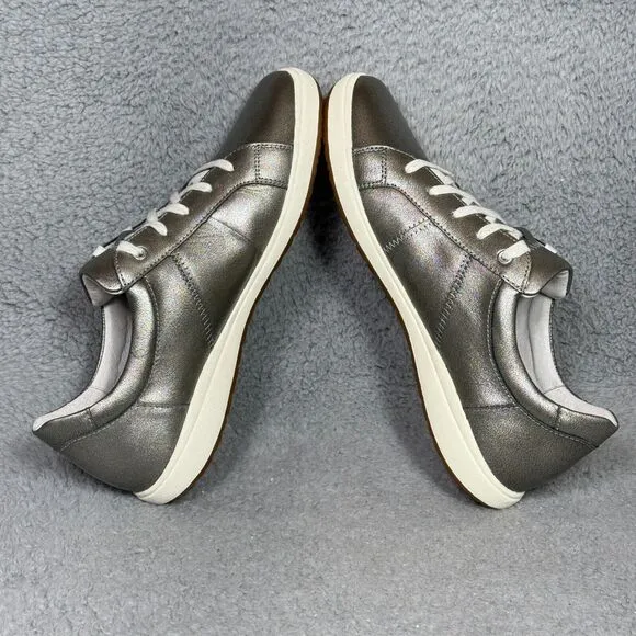 Josef Seibel Caren 01 Womens Size 11 Leather Sneakers Shoes Platin Metallic