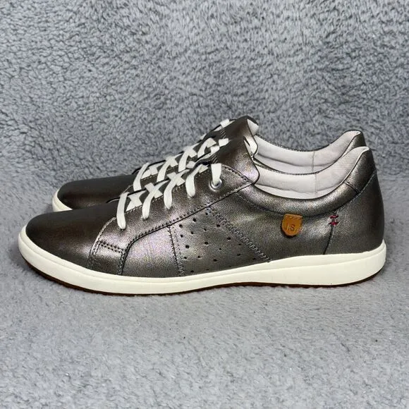 Josef Seibel Caren 01 Womens Size 11 Leather Sneakers Shoes Platin Metallic