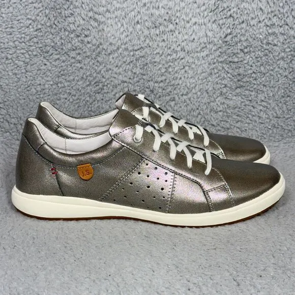 Josef Seibel Caren 01 Womens Size 11 Leather Sneakers Shoes Platin Metallic