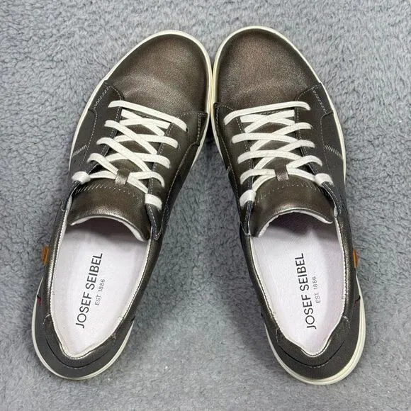 Josef Seibel Caren 01 Womens Size 11 Leather Sneakers Shoes Platin Metallic