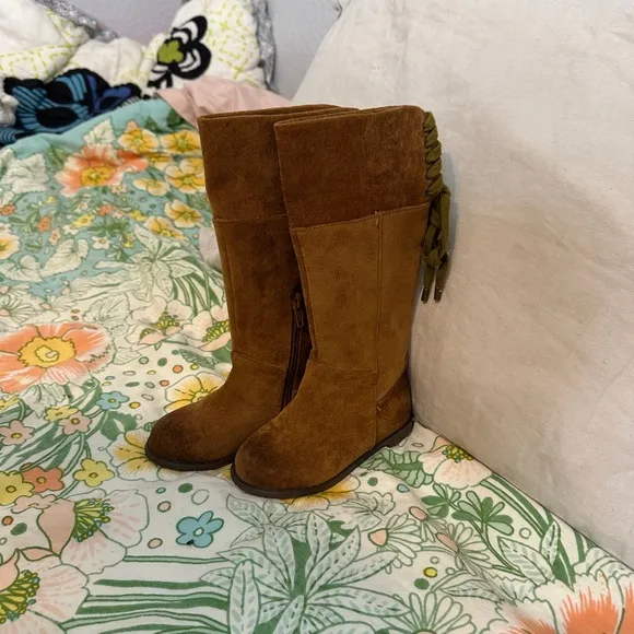 Joyfolie Brown Suede Knee-High Boots 7 toddler