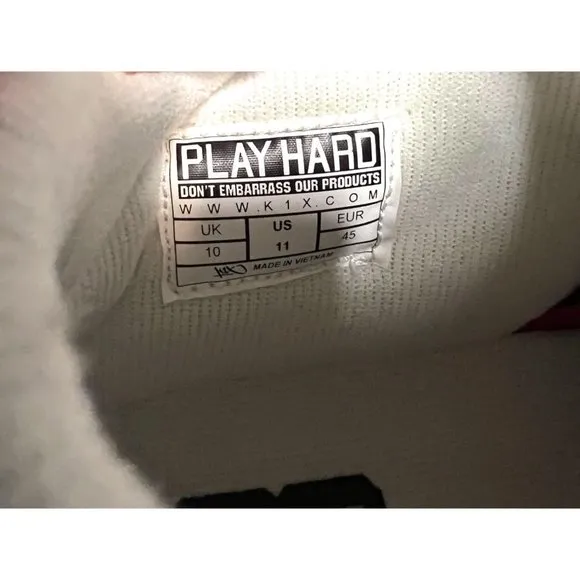 K1X Shoes Mens Size 11 White Leather Fashion Sneaker Play Hard Casual Mid Top