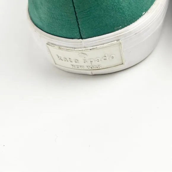 KATE SPADE Selma Green Flamingo Leather Slip On Sneakers, Size 7.5