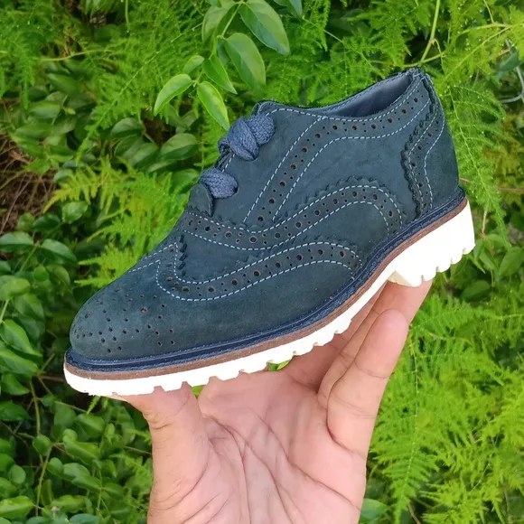 Kenneth Cole Wing Tip Brogue Nubuck Blue T-Suede Shoe  👞