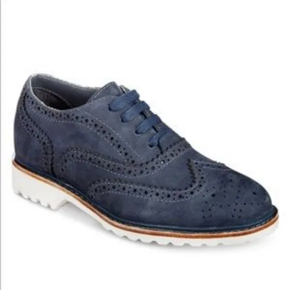 Kenneth Cole Wing Tip Brogue Nubuck Blue T-Suede Shoe  👞