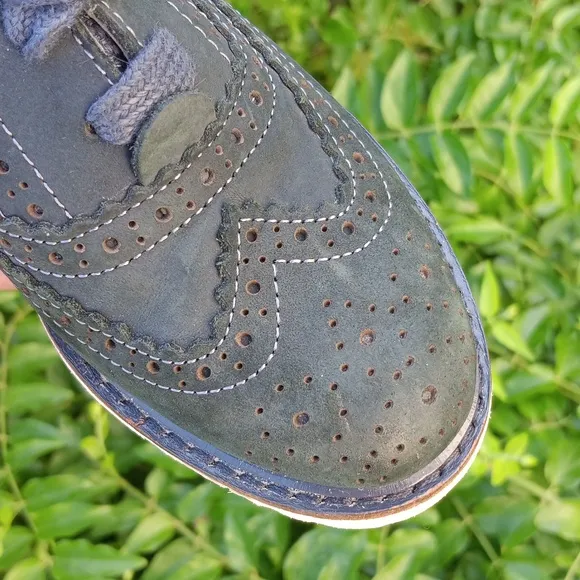 Kenneth Cole Wing Tip Brogue Nubuck Blue T-Suede Shoe  👞