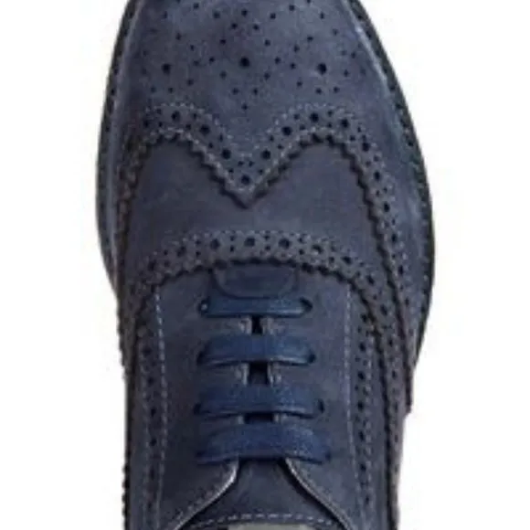 Kenneth Cole Wing Tip Brogue Nubuck Blue T-Suede Shoe  👞