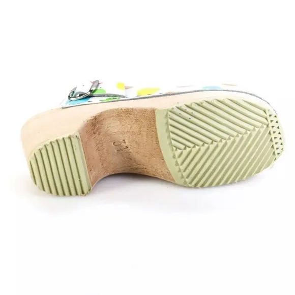Kids Swedish leather &amp; wooden Polka Dot Clogs - Multicolor