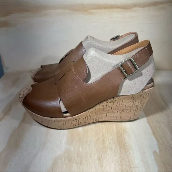 Kork Ease Alex Brown Leather Wedge Sandals Women’s Size 10 - New in Box