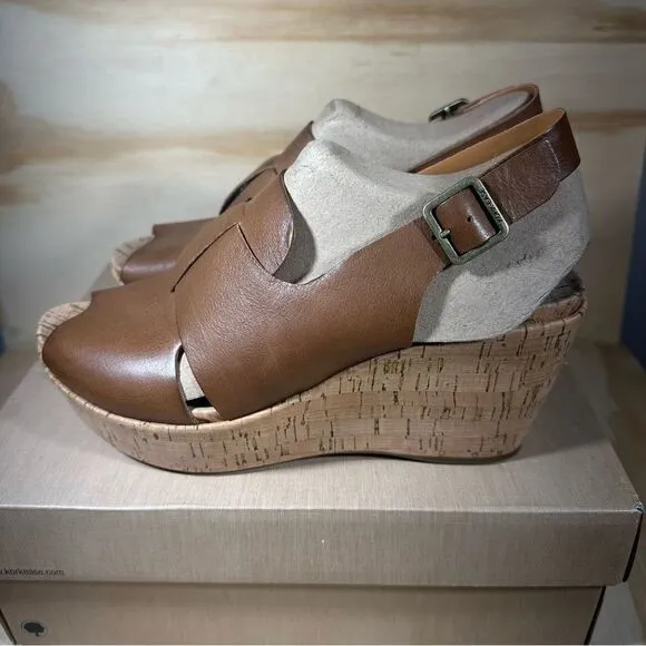 Kork Ease Alex Brown Leather Wedge Sandals Women’s Size 10 - New in Box