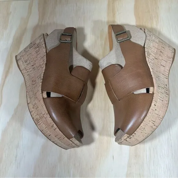 Kork Ease Alex Brown Leather Wedge Sandals Women’s Size 10 - New in Box
