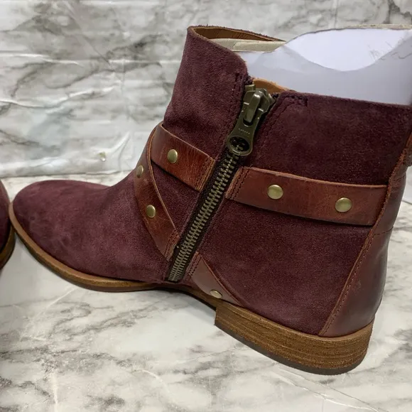 Kork Ease Maroon Suede Ankle Boots size 8 excellent condition