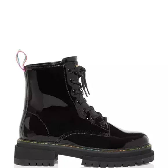 KURT GEIGER LONDONWomen's Birdie Patent Leather BlackCombat Boots‎