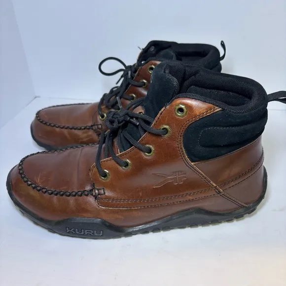 Kuru Quest Boots for Plantar Fasciitis Men's Size 11 Shoes Brown Leather Moc Toe