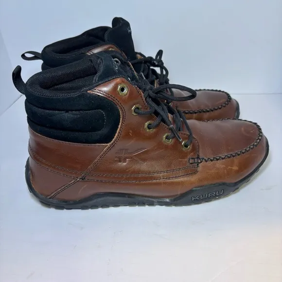 Kuru Quest Boots for Plantar Fasciitis Men's Size 11 Shoes Brown Leather Moc Toe