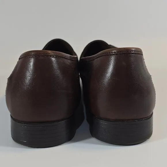 L Giorgio Brutini Classic Brown Leather Loafers Size 10.5 Tassel Woven Slip On