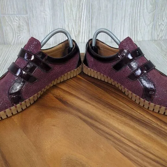 La Plume Womens Size EU 41 US 8.5 Sylvia Leather Sneakers Shoes Burgundy Sparkle