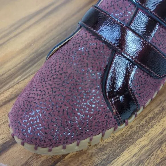 La Plume Womens Size EU 41 US 8.5 Sylvia Leather Sneakers Shoes Burgundy Sparkle