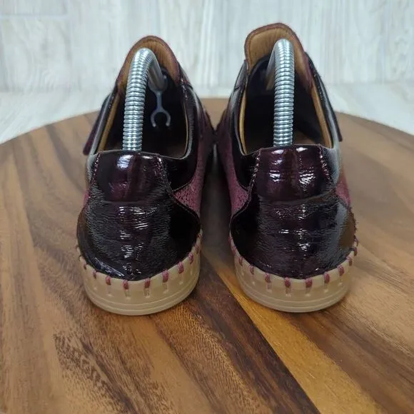 La Plume Womens Size EU 41 US 8.5 Sylvia Leather Sneakers Shoes Burgundy Sparkle