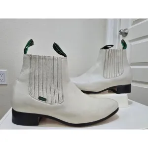 La Barca Classic Charro Genuine Leather Ankle Boots White Men's Size 29.5 - 12.5