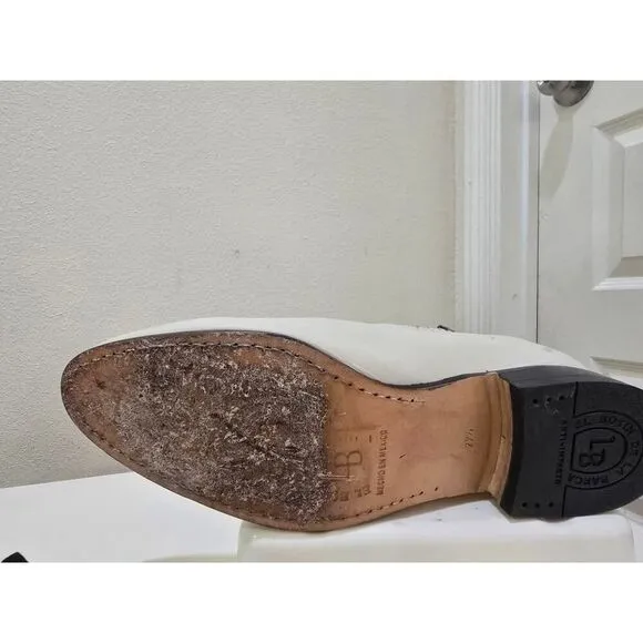 La Barca Classic Charro Genuine Leather Ankle Boots White Men's Size 29.5 - 12.5