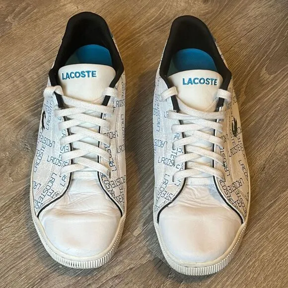 Lacoste Carnaby Leather Tennis Shoes‎ Digi White Logo Mens 10.5 UK 9.5 EU 44