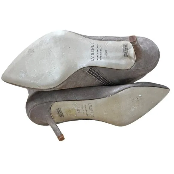 L'AGENCE Aimee Suede Ankle Boots Beige Women's Size 39.5 (US 9.5) NWOB