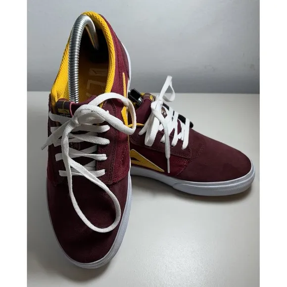 Lakai Skate Shoes, Men's 6.5, Burgundy/Yellow/Hite