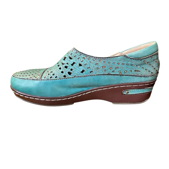 L’Artiste By Spring Step Anchorbank Sky Blue NWOT Slip On Clog Shoes Boho Sz 41