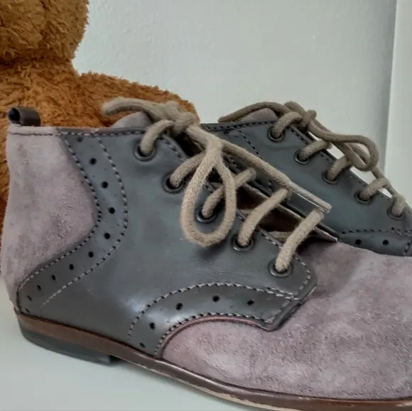 Leather Ankle suede brogue boots