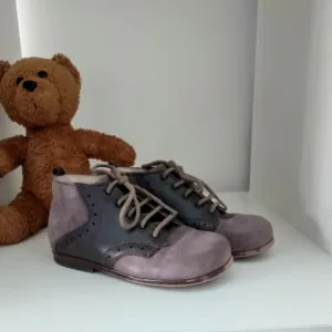 Leather Ankle suede brogue boots
