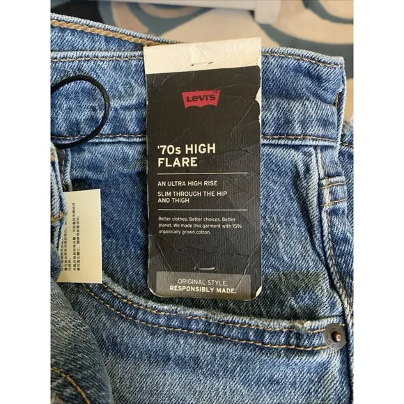 Levi's 70s High Flare Jeans Slim Fit High Rise Denim Blue Women's Size 30 x 32