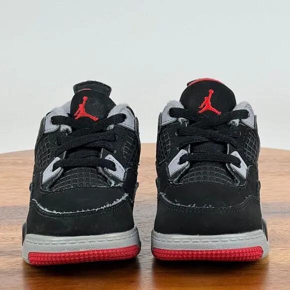 Little Kids Nike Jordan Retro 4 Bred Black Basketball Shoes Sneakers‎ Size 6 C