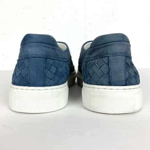 M. Gemi Womens Portare Italian Leather Woven Sneakers Lace Up Low Top Blue 38