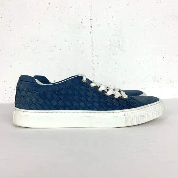 M. Gemi Womens Portare Italian Leather Woven Sneakers Lace Up Low Top Blue 38