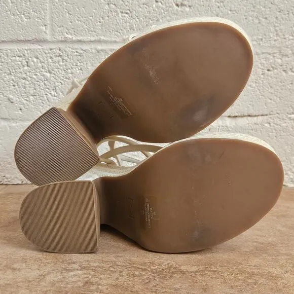 MARC FISHER Womens Ivory Strappy Padded Fetch Round Toe Espadrille Shoes Size 9