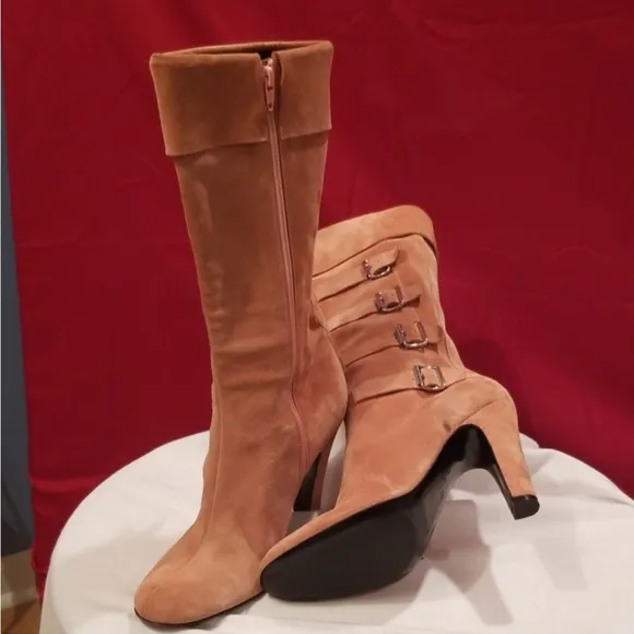 Marc Jacobs pink suede boots blush