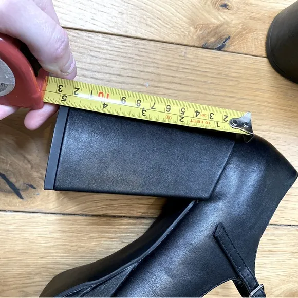 Mary Jane Buckled Black Platform Pumps