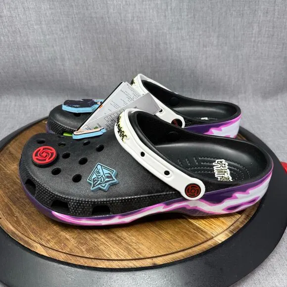 Men's 9 - Crocs x Jujustu Kaisen Classic Clogs Anime Black Shoes Slip On