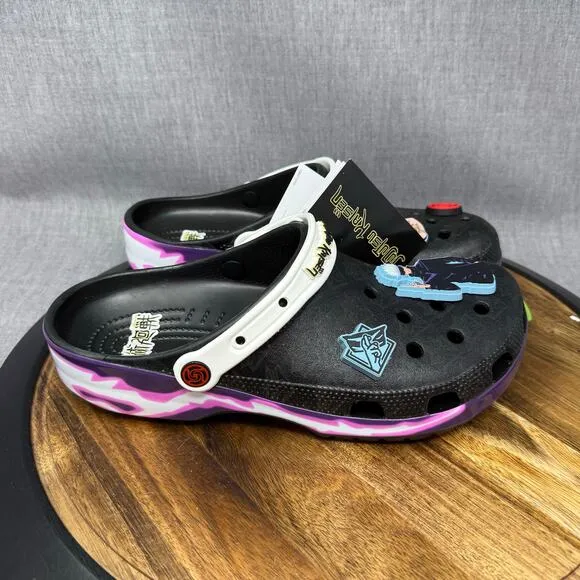 Men's 9 - Crocs x Jujustu Kaisen Classic Clogs Anime Black Shoes Slip On