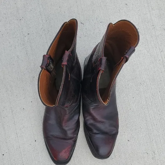 Men's Black Cherry Lucchese Leather Cowboy Boots Size 10 E