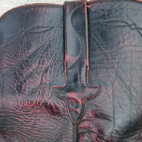 Men's Black Cherry Lucchese Leather Cowboy Boots Size 10 E