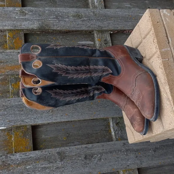 Men's Brown and Black Western Boots