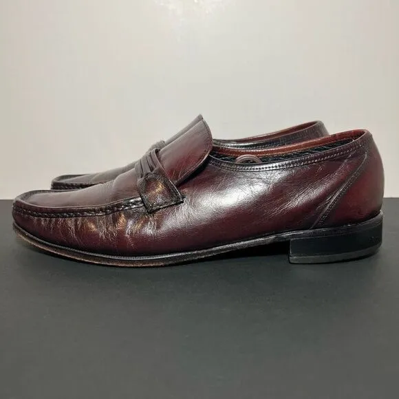 Mens FLORSHEIM Como Cognac Brown Leather Slip On Loafers / Size 10 Medium