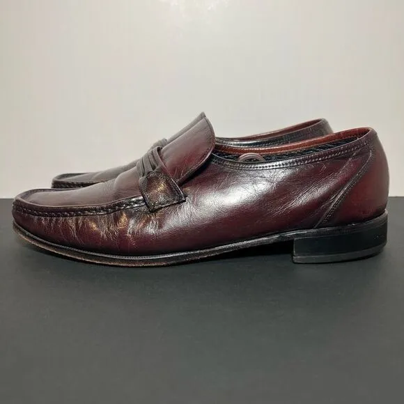 Mens FLORSHEIM Como Cognac Brown Leather Slip On Loafers / Size 10 Medium